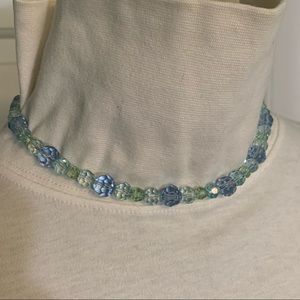 Vintage Blue Crystal Beaded Necklace